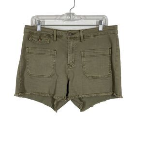Judy Blue Women's Garment Dyed Cut Off Shorts Size 31 Pockets Army Green Cargo